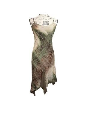 Lg Y2K Vtg Viva You Sequin Midi Dress Fairy Boho Asymmetrical Whimsy Ethereal US